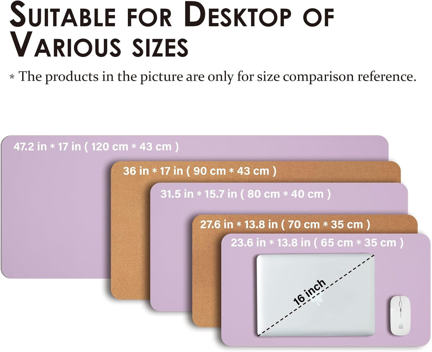 Cork Purple Desk Mat - Dual-Sided Desk Pad for Office and Home - Desk Organization and Accessories - Ideal for Large Mouse Pad and Desk Mats on Top of Desks(31.5"x 15.7")