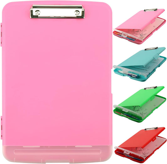 Clipboard with Storage,A4 Binder Nursing Clipboards with Pen Holder,Heavy Duty Storage Clipboard with Low Profile Clip,Clipboards Folder Side-Opening,Smooth Writing Clip Board Office Supplies(Pink)