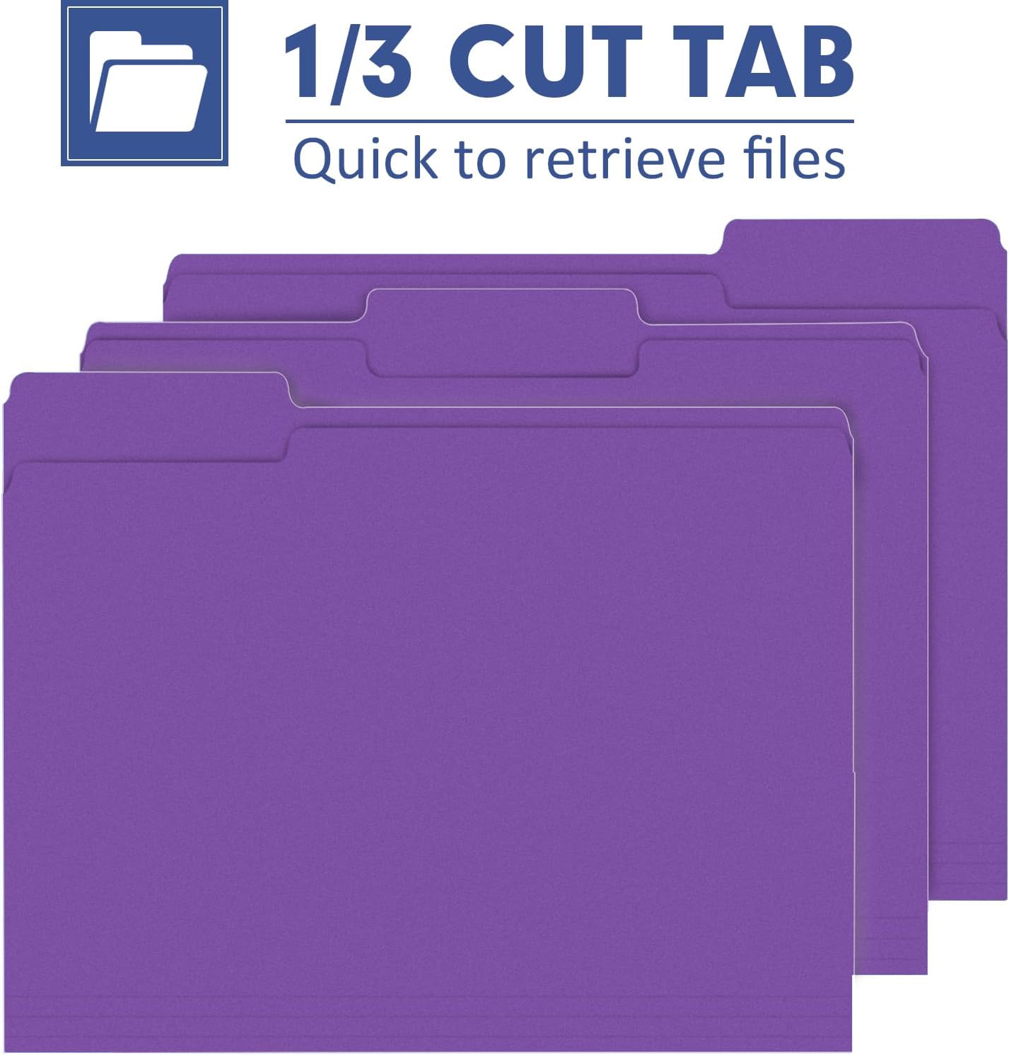 File Folder, PANDRI 120 Pack File Folder, 1/3 Cut Tab, Letter Size, Filing Folder for Office School Business, Purple
