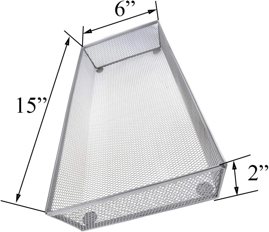 HAHIYO Stackable Mesh Tray Cup 15 x 6 x 2 inches Sturdy Container for Desk Drawer Organizer Collection for Home Office School kitchen Soft Foam Feet No Sharp Edges 1 Pack Silver
