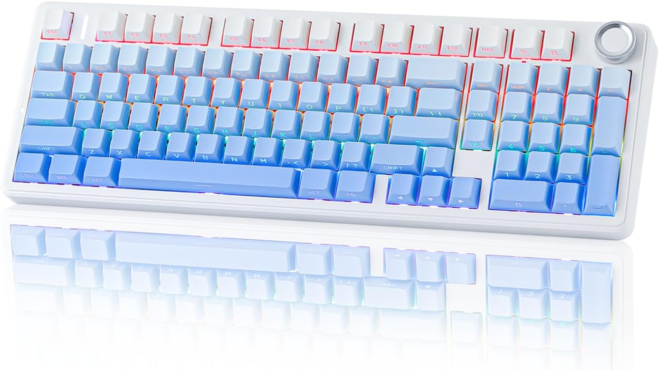 EPOMAKER X Aula F99 PRO Wireless Gaming Keyboard with 8000mAh Battery, Hot Swappable Creamy Keyboard, 2.4GHz/Type-C/BT5.0, NKRO, RGB Backlit for Win/Mac/Gaming (Blue Gradient)