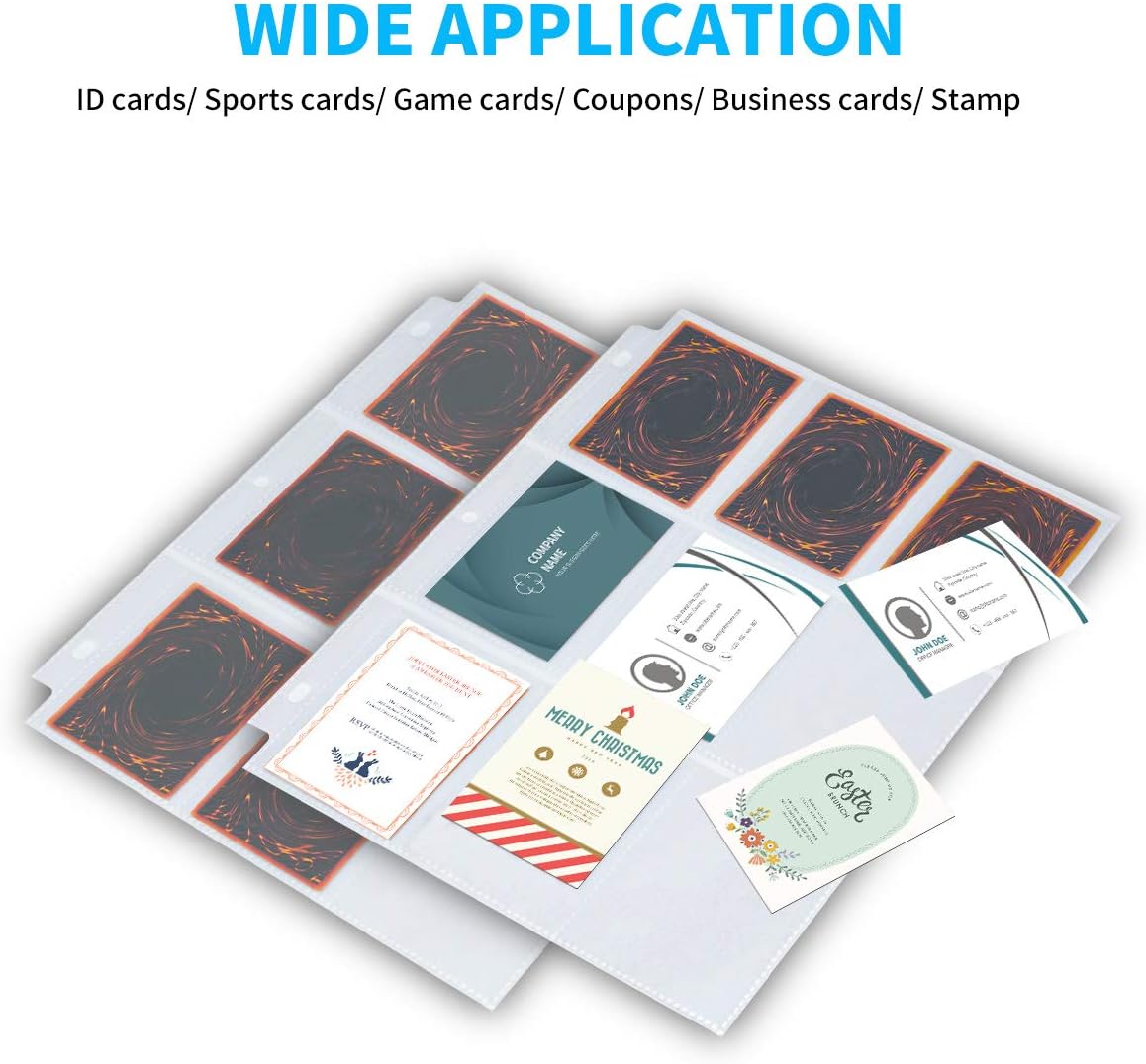 2088 Pockets Baseball Card Sleeves, JIQEZNL Premium 9 Pocket Trading Card Binder Sleeves for 3 Ring Binder, Double Side Card Protector Pages for Pokemon, Yugioh, Sport, Football Card Collector