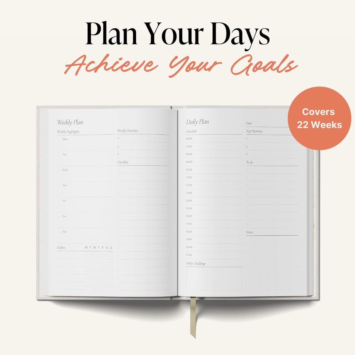Yop & Tom Undated Daily Planner (A5) - Productivity Planner - Weekly and Daily Organizer with Time Slots - Cowboy Boots