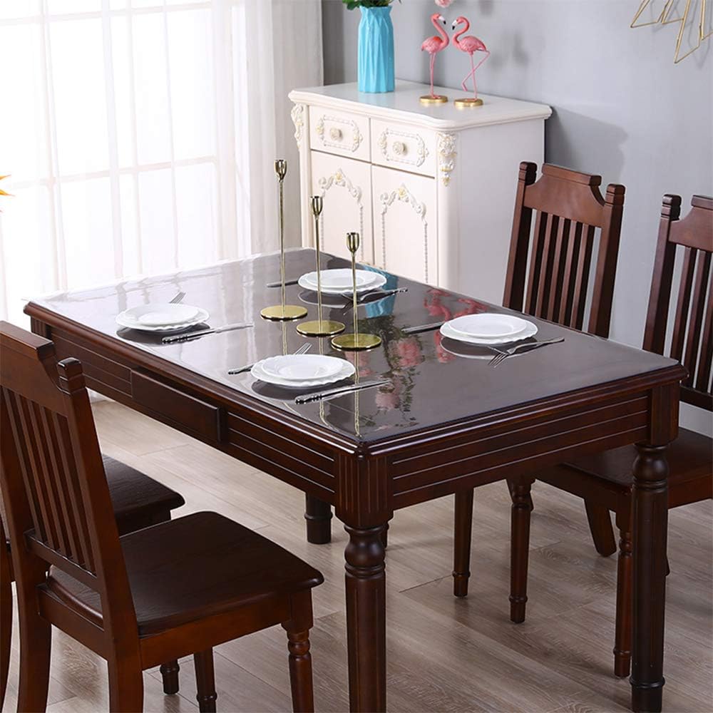 Heavy Duty Clear PVC Table Protector 38x96 in Wood Floor Protection Pad Long Plastic Tablechoth for Dining Table Conference Table Artwork Table Wedding Table Water Heat Resistant Easy Clean