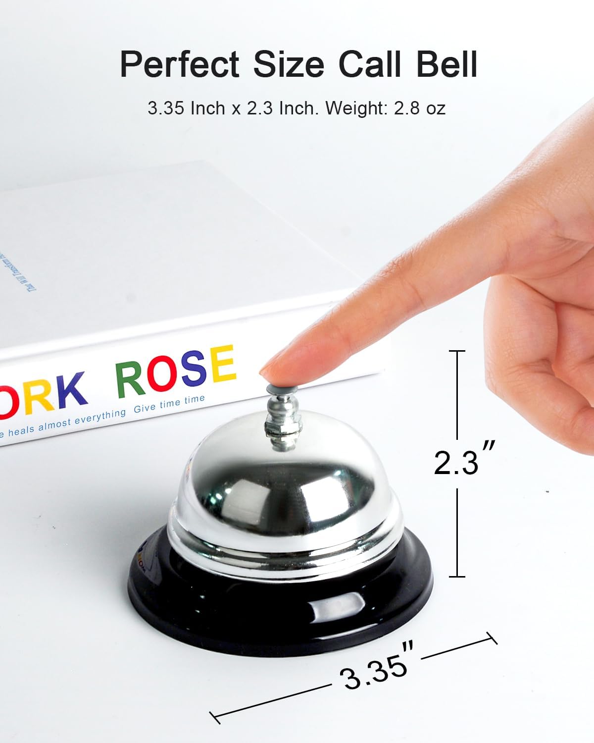 Desk Bell 2 Pack 3.35 Inch Desk Service Bell with Sturdy Metal Build and Loud Clear Sound, Classic Ring Bell for Hotel Reception, Classroom, Restaurant, Office, Kitchen, Home, Silver