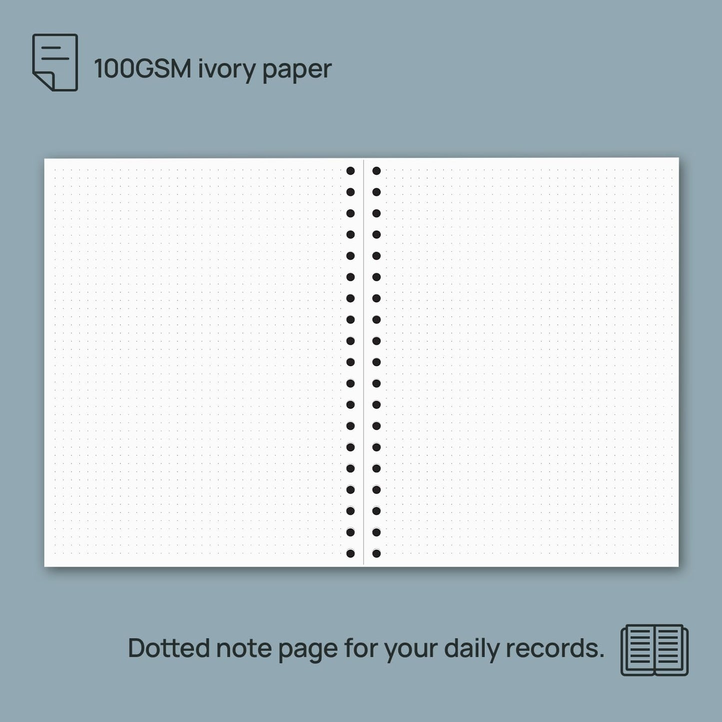 POPRUN Monthly Planner 2026-2027 Spiral Hardcover (8'' x 10''), 18 Months Calendar (Jan.2026-Jun.2027) - 2 Pages per Month with Dotted Note Pages, Sunday Start, Laminated Tab - Navy Blue