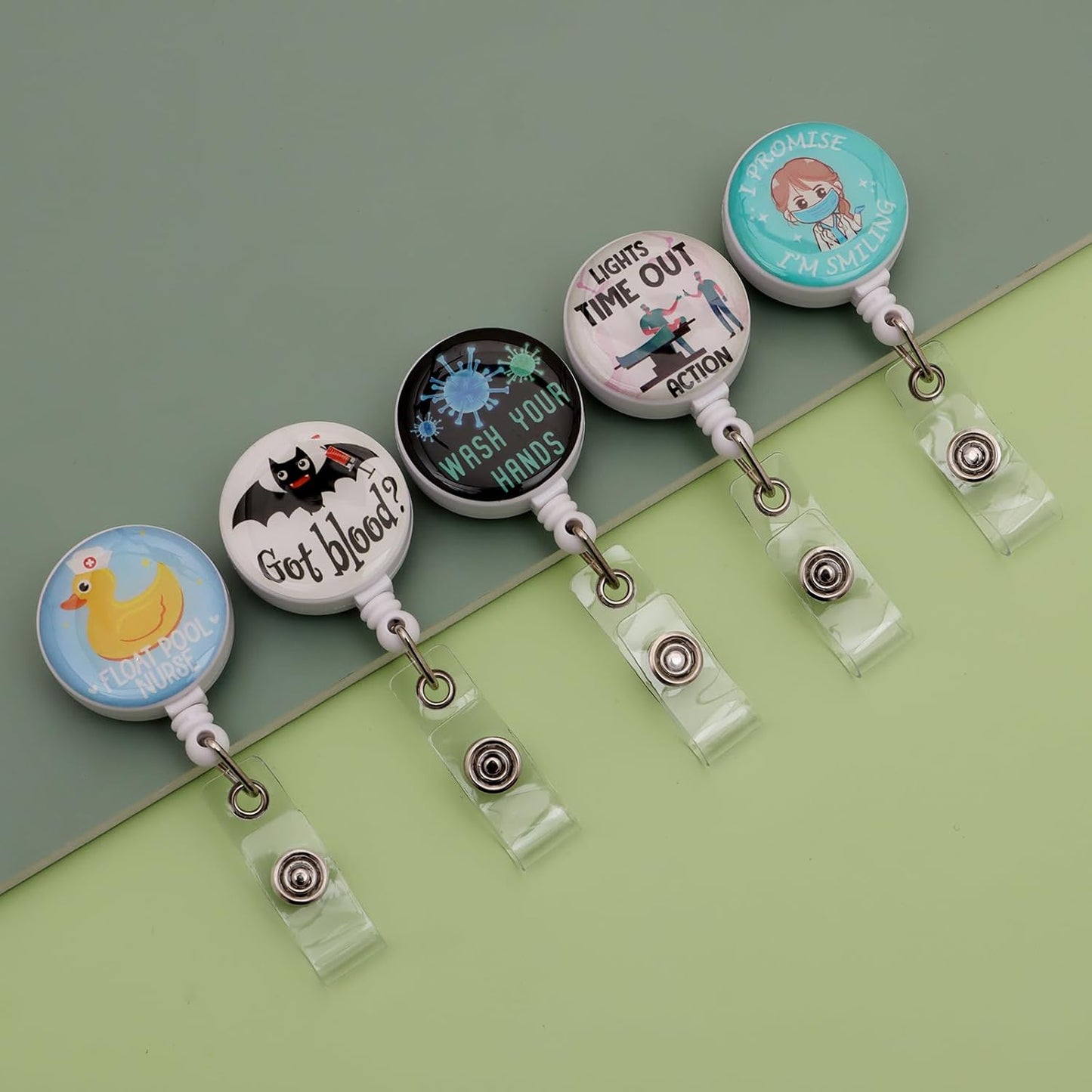 16pcs Badge Reels Retractable Badge Holders,Id Badge Holders Retractable with Clip,Cute Badge Reel for Men,Women,Girls 15