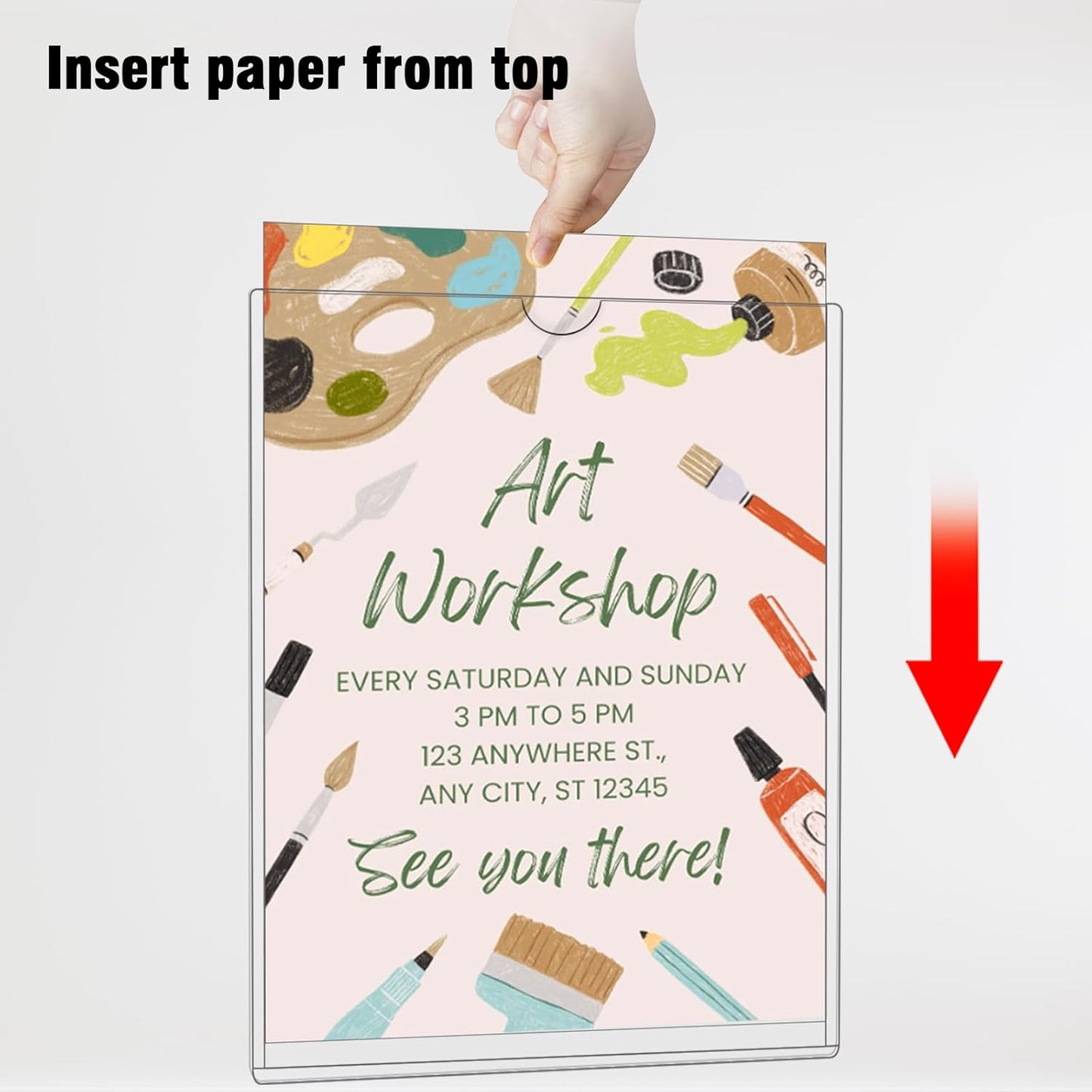 20 Pcs Wall Sign Holder 8.5"x11" Magnetic Sign Holder, Rigid Print Protectors with Adhesive & Magnetic Tapes, Wall Mount Plastic Paper Holder for Office Store Home Window Display (Clear)