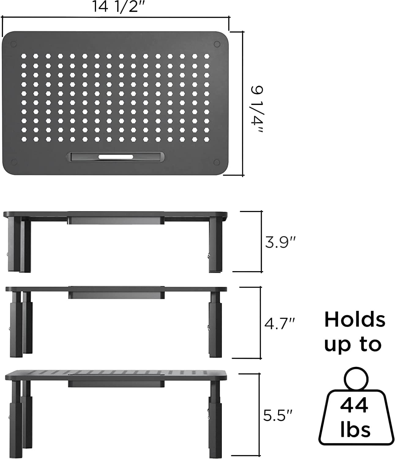EVOOMI Monitor Stand Riser - Upgraded for Faster Productivity - Anti-Skid, HD Hexagonal Steel - Free Cable Ties - Computer Stand - Laptop, Desktop, Printer, iMac (Simple)