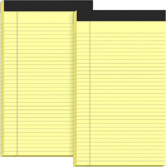Legal Pads 8.5 x 14, Wide Ruled Legal Pad, Yellow Paper 8.5 x 14, 30 Sheets per Notepad, Large Writing Pad for Office Supplies, College, Micro Perforated Lined Writing Pads, 70 GSM 2 Pieces
