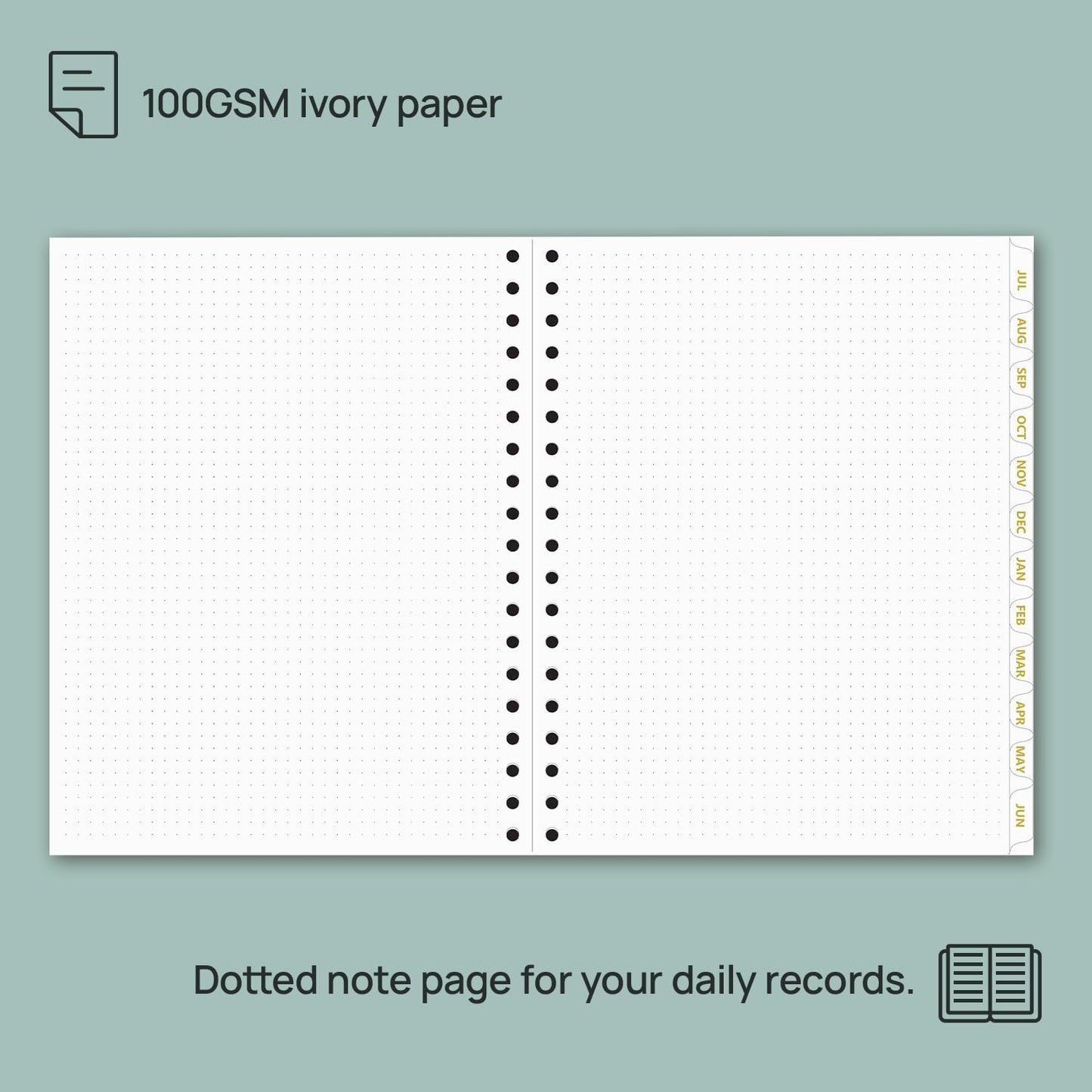 POPRUN Monthly Planner 2025-2026 Spiral Hardcover (8'' x 10''), 18 Months Calendar (Jul.2025 - Dec.2026)- 2 Pages per Month with Dotted Note Pages, Sunday Start, Laminated Tab - Light Pink