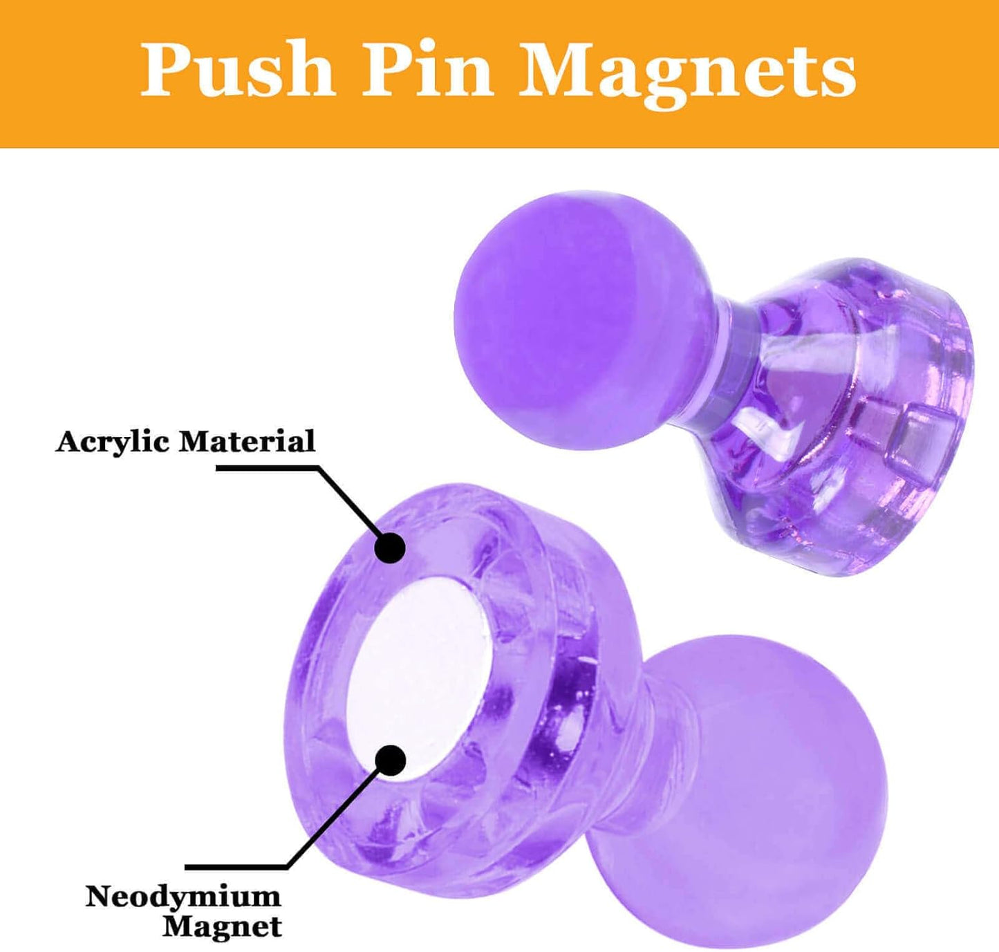 112Pcs Push Pin Magnets Fridge Magnet, Refrigerator Magnets Strong for whiteboard, Small Cute Decorative Magnetic Push Pin, for Classroom Calendar Kitchen Office Dry Erase Board Map Push Pins