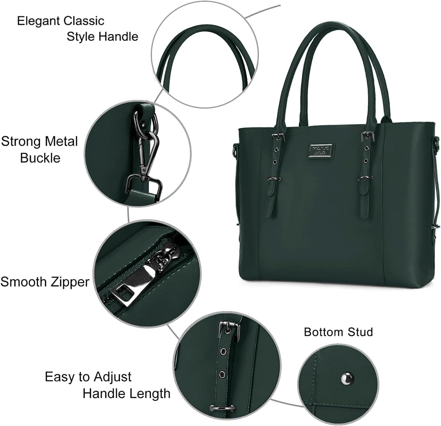 MOSISO PU Leather Laptop Tote Bag for Women, Waterproof Large Capacity Business Work Briefcase Shoulder Laptop Bag