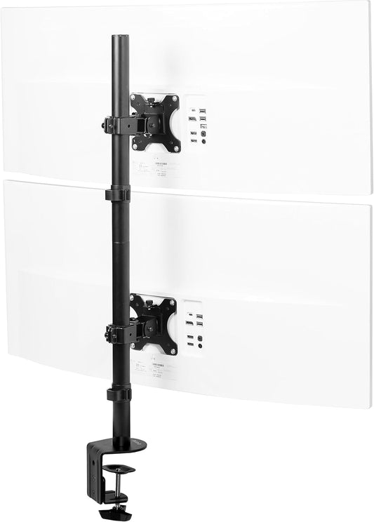 VIVO Dual Vertically Stacked Ultra-Wide Monitor Desk Mount, Extra Tall Heavy Duty Adjustable Stand for 2 Ultrawide Screens up to 45 inches, 25 lbs Per Screen Capacity, Black, STAND-V200R