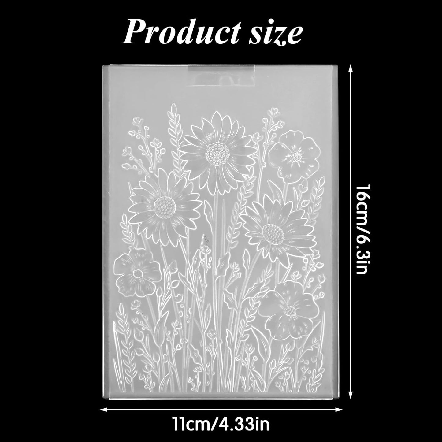 Classicseali 3D Embossing Folders for Card Making,4.33 X 6.3 In Sunflower Embossing Folder, Daisy Flowers and Leaves Background, Embossed Plastic Embossings Folder Clearance, or Scrapbooking,Paper Art