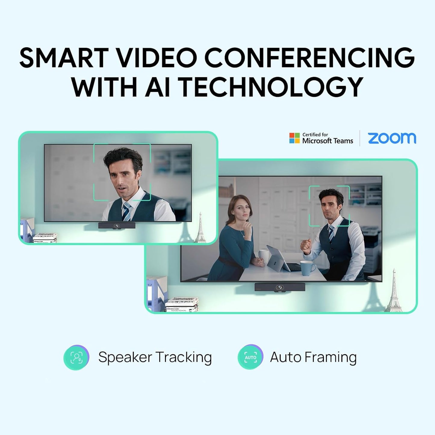 Yealink MeetingBar A10 Conference Room Webcam 4K 120° Wide Angle Camera with Android OS, Video Conferencing System with Microphone and Speaker, AI Speaker Tracking, Auto Framing, Teams Zoom Certified