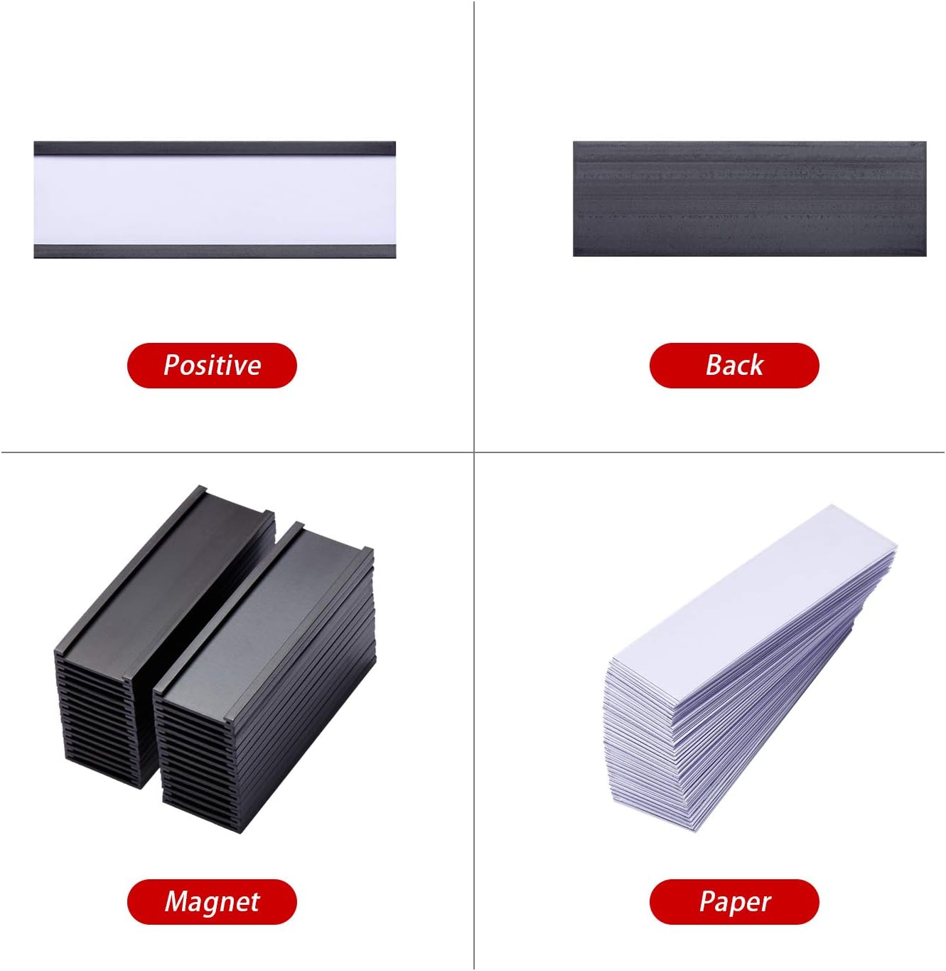 Eeoyu Magnetic Label Holders with Magnets Magnetic Data Card Holders with Clear Plastic Protectors for Metal Shelf, Whiteboard, Set of 30 (1 x 3 Inch)