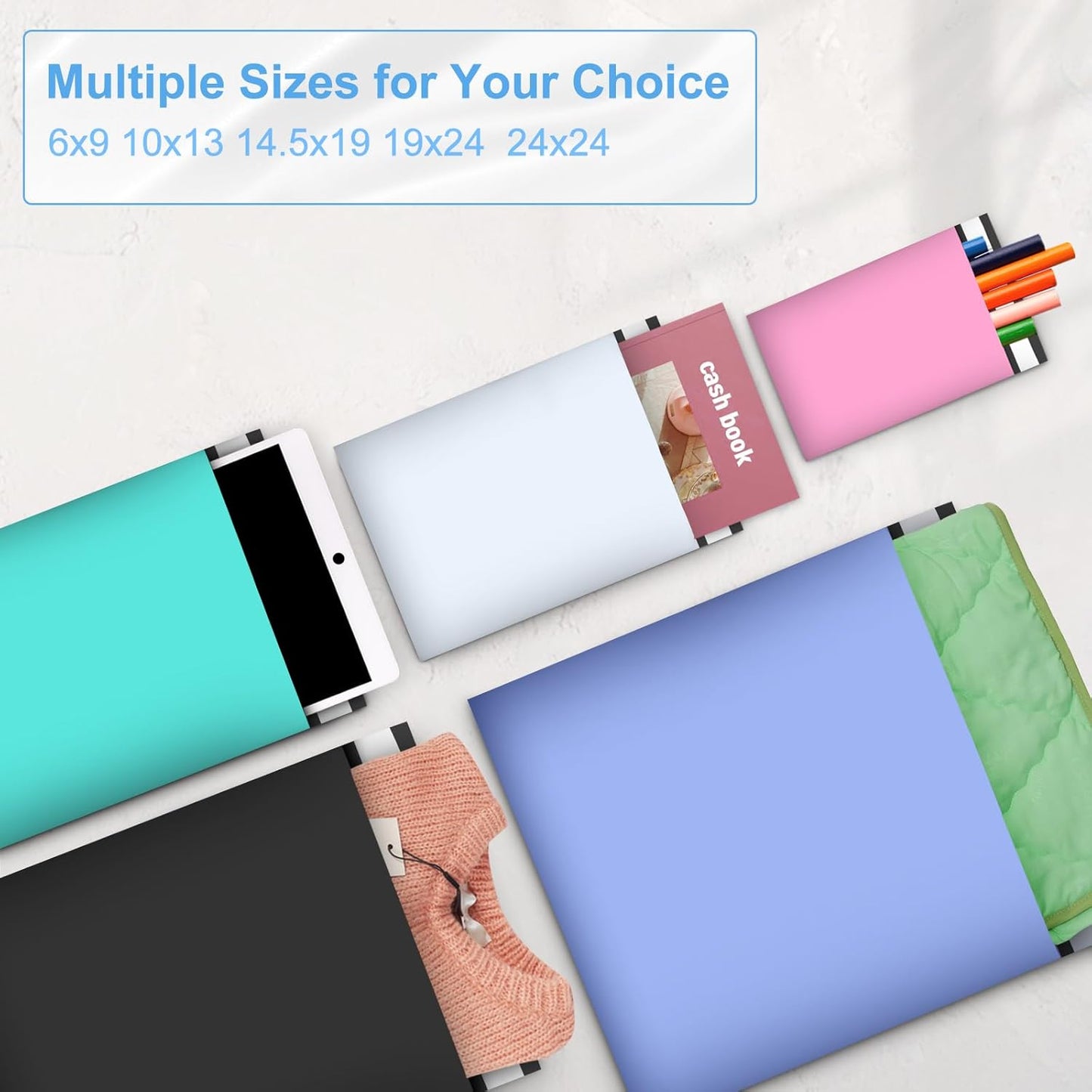 Poly Mailers 10x13 Inch 200 Pcs, White Shipping Bags, Mailing Envelopes with Self Seal Adhesive Strip, Waterproof and Tear-Proof Poly Bags for Non-Fragile Items.