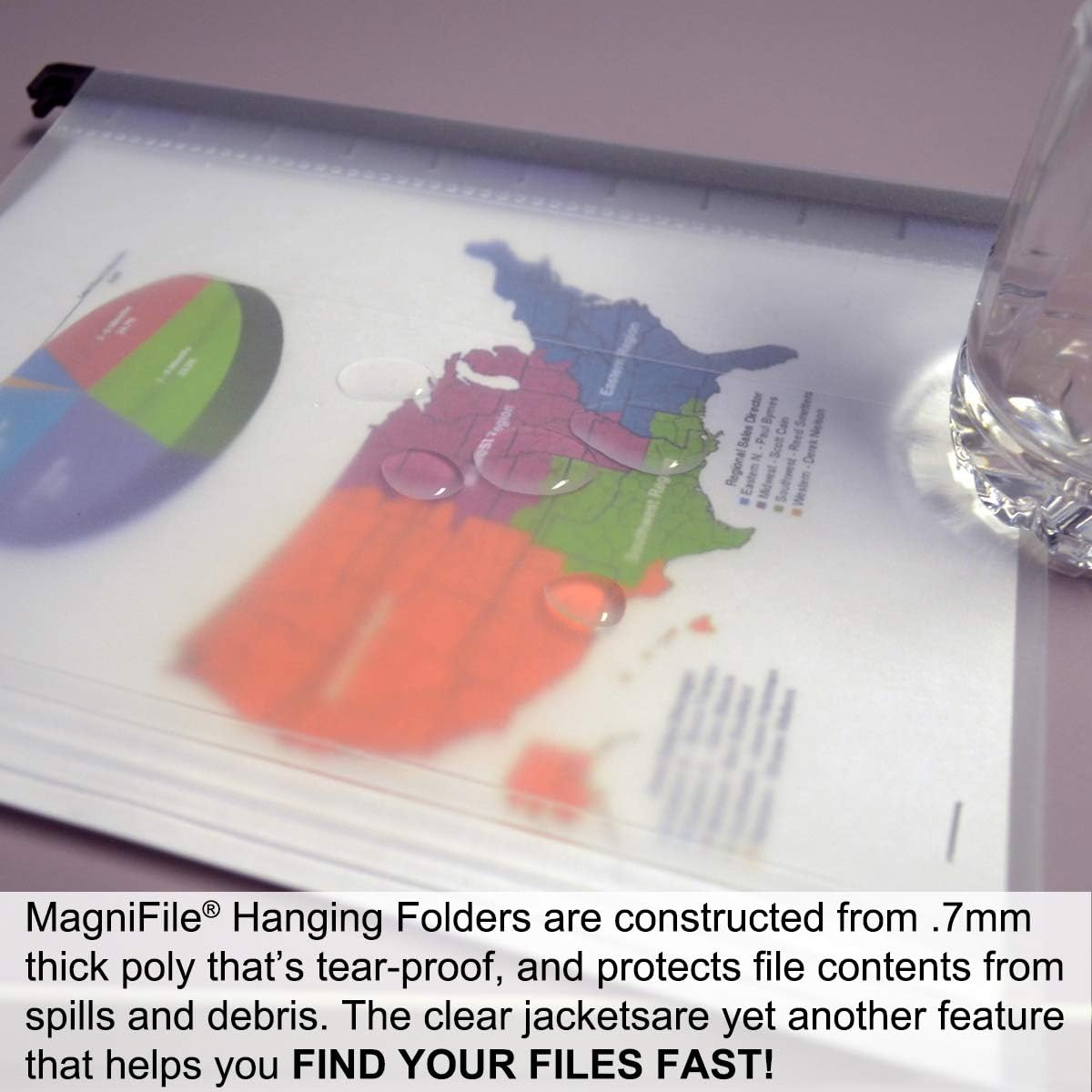 Ultimate Office MagniFile Hanging File Folders V- Bottom Letter Size with 11 inch Magnified Indexes That Double The Size of Your File Titles to Find Files Fast. (Set of 10 Frost)