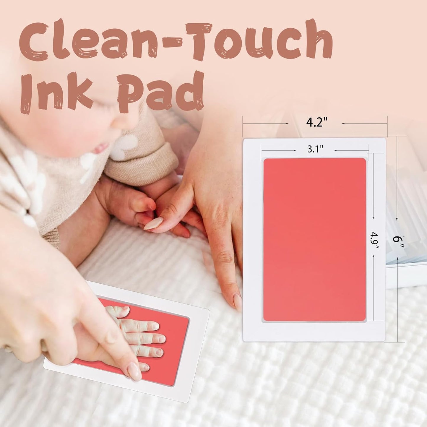 Inkless Baby Hand and Footprint Kit,Clean-Touch Ink Pad Kit,Safe No Mess Printing Infant Hand Foot Stamp,4 Pack Newborn Inkless Print Pads Best Keepsake or Gifts for Family