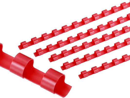 PATIKIL 8mm (5/16") Plastic Binding Combs, 50 Pcs 21 Rings Comb Binding Spines 40 Sheet Capacity Letter Size for Binding Paper Sheets, Red