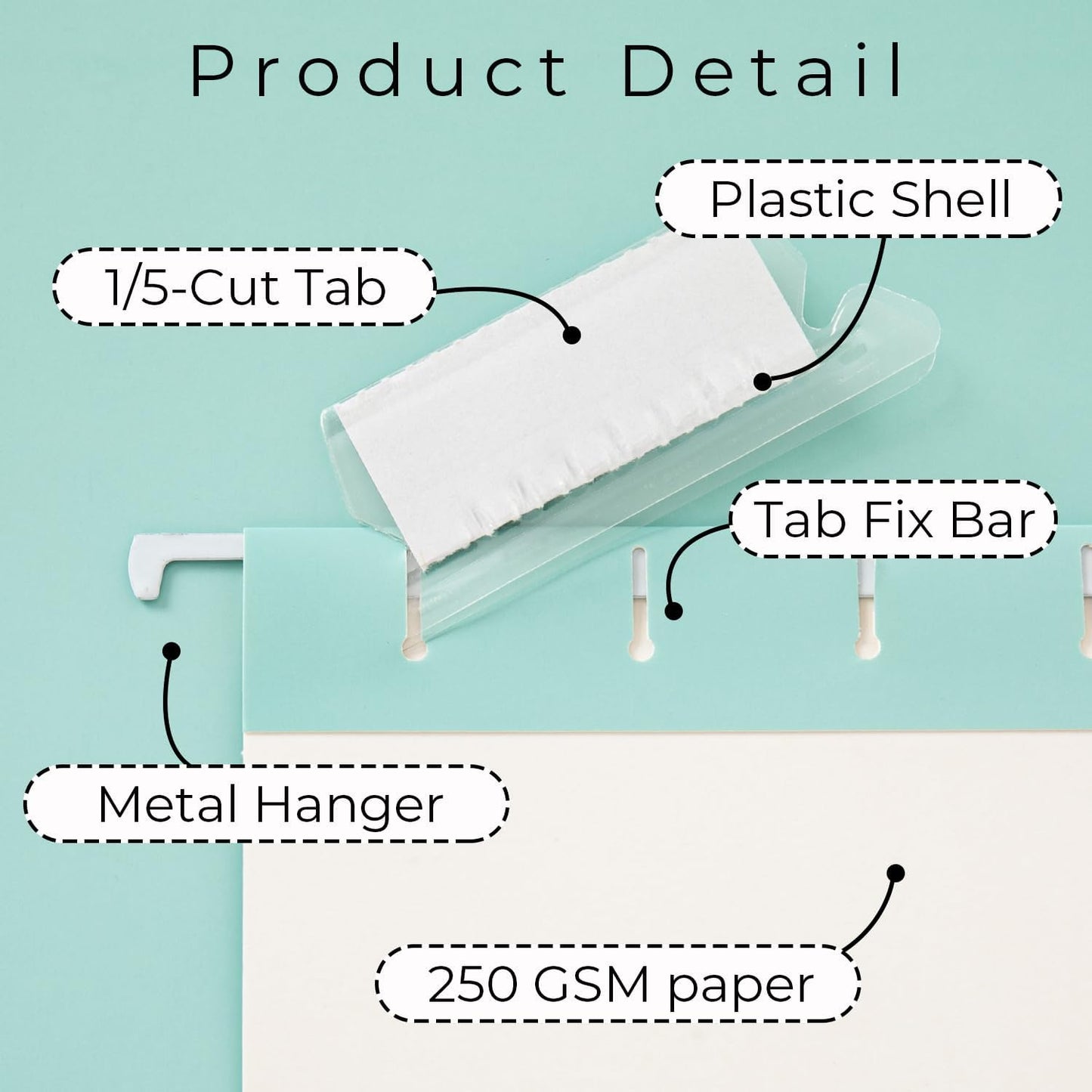 Y YOMA 6 Pack Gradient Hanging File Folders Letter Size Decorative Hanging Folder Pretty File Folder Organizer for Filing Cabinet Office Home with 1/5-Cut Adjustable Tabs, Teal Blue