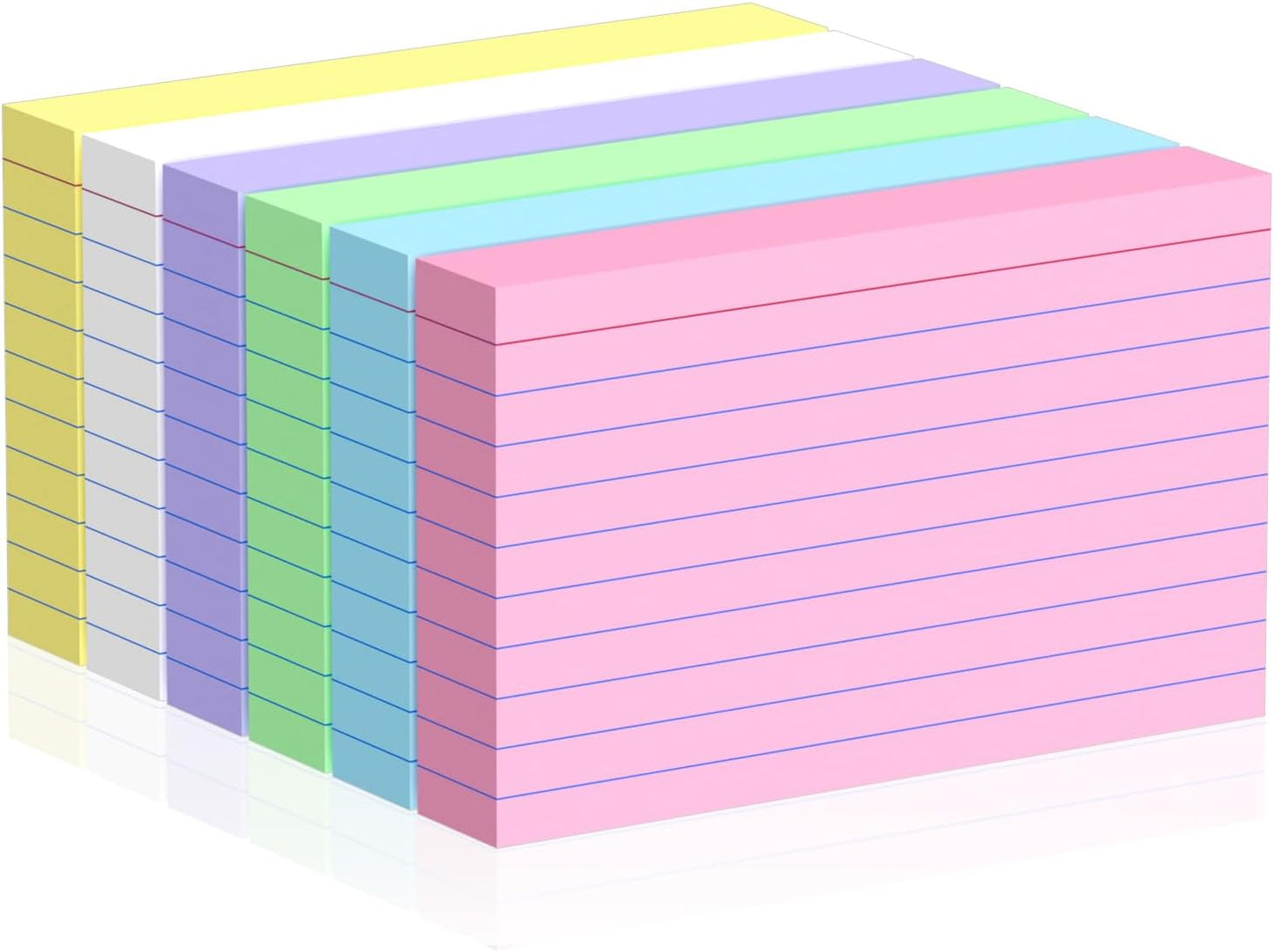 300 Count 3x5 Index Cards Lined Colorful Notecards Bulk Flashcards for Studying 3 x 5 Index Cards Ruled Notecards Multicolored Note Cards Flash Cards for Notes Office School, 6 Pack of 50 Sheets