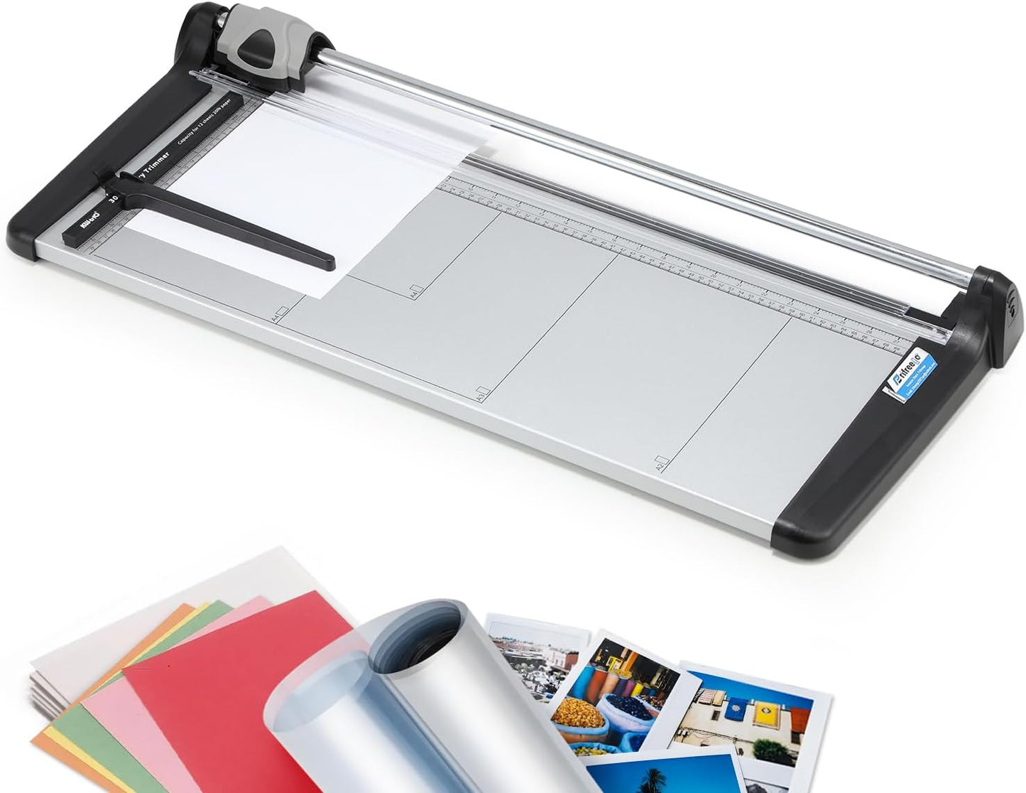 Rotary Paper Trimmer, 15 Sheets Heavy Duty Paper Trimmer, 670mm(26.37") Cutting Length, Commercial Grade Rotary Paper Cutter for Home/Office/School, Black & Silver