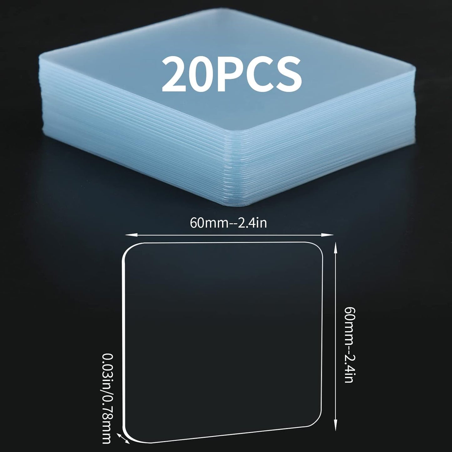 20PCS Premium Double Sided Mounting Squares Clear Tape,Heavy Duty Adhesive Pads for Pictures,Poster Hanging Strips - Strong Sticky Tack,Waterproof Adhesive for Shower,Wall Patch,Sticky Pads