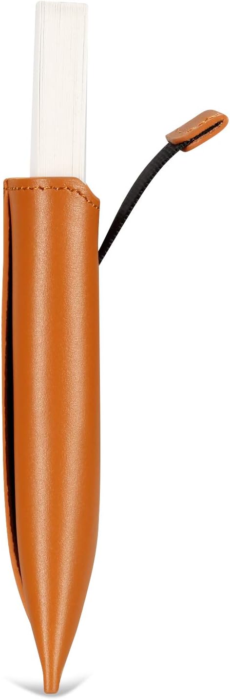 HISCOW Business Card Holder with Flap for Dispensing Cards - Italian Calfskin (Cognac)