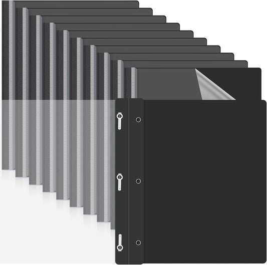 Teling 72 Pack Clear Front Report Covers Bulk Business Report Covers Plastic Presentation Folders Resume Portfolio Folder Paper Binder with 3 Prongs for Presentation Document School Office (Black)