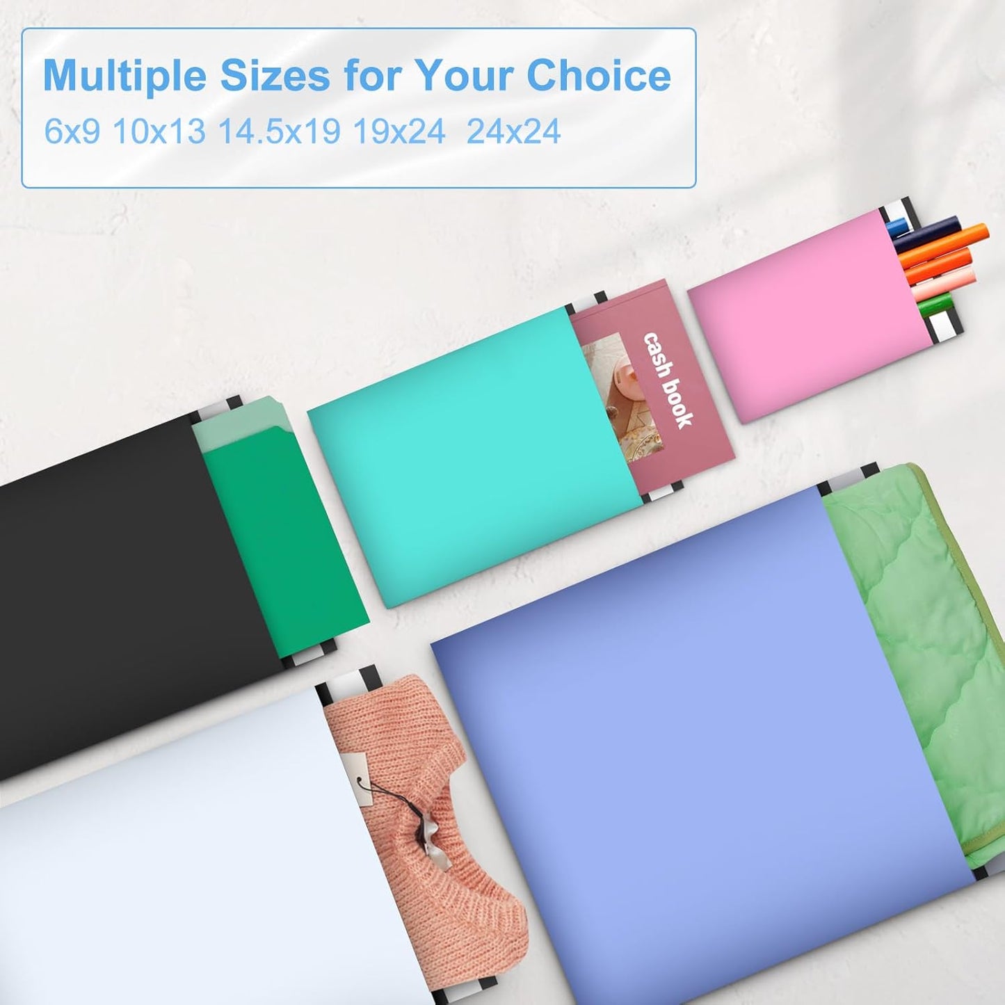 Large Poly Mailers 19x24 Inch 100 Pack, Shipping Bags for Clothing with Self-Sealing Tear-Resistant, Waterproof Poly Bags, Mailing Envelopes for Small Business (White)