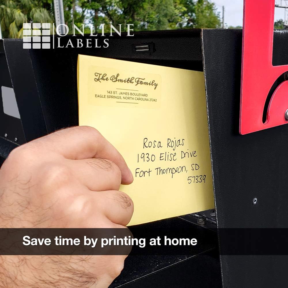 2.625" x 1" Waterproof Clear Gloss Address Labels - Pack of 300 Transparent Labels, 10 Sheets - Compatible with Laser Printers, OL875CL, OnlineLabels