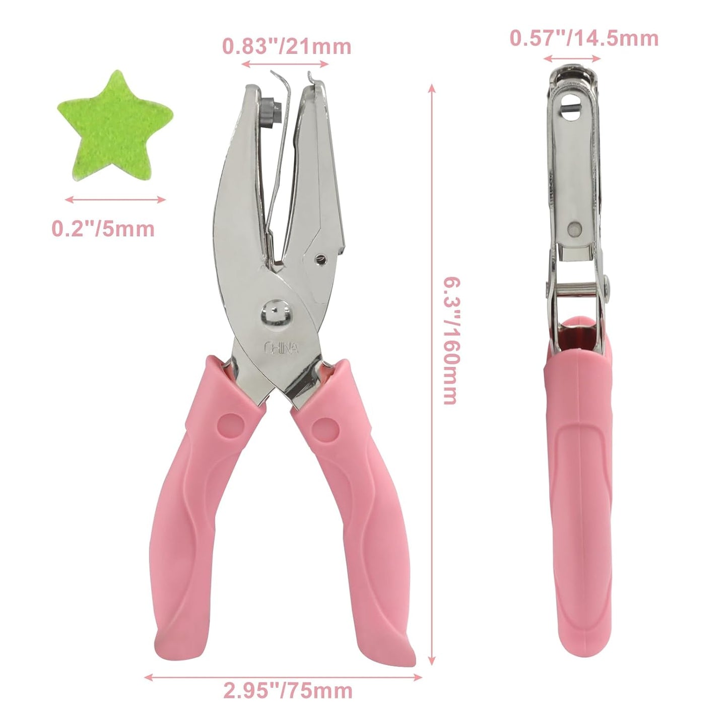 Handheld Hole Paper Punch, Star Hole Punch, 1/4 Inch Metal Single Hole Puncher with Soft Grip Handle for DIY Craft, Scrapbooking, Tags, Paper Projects