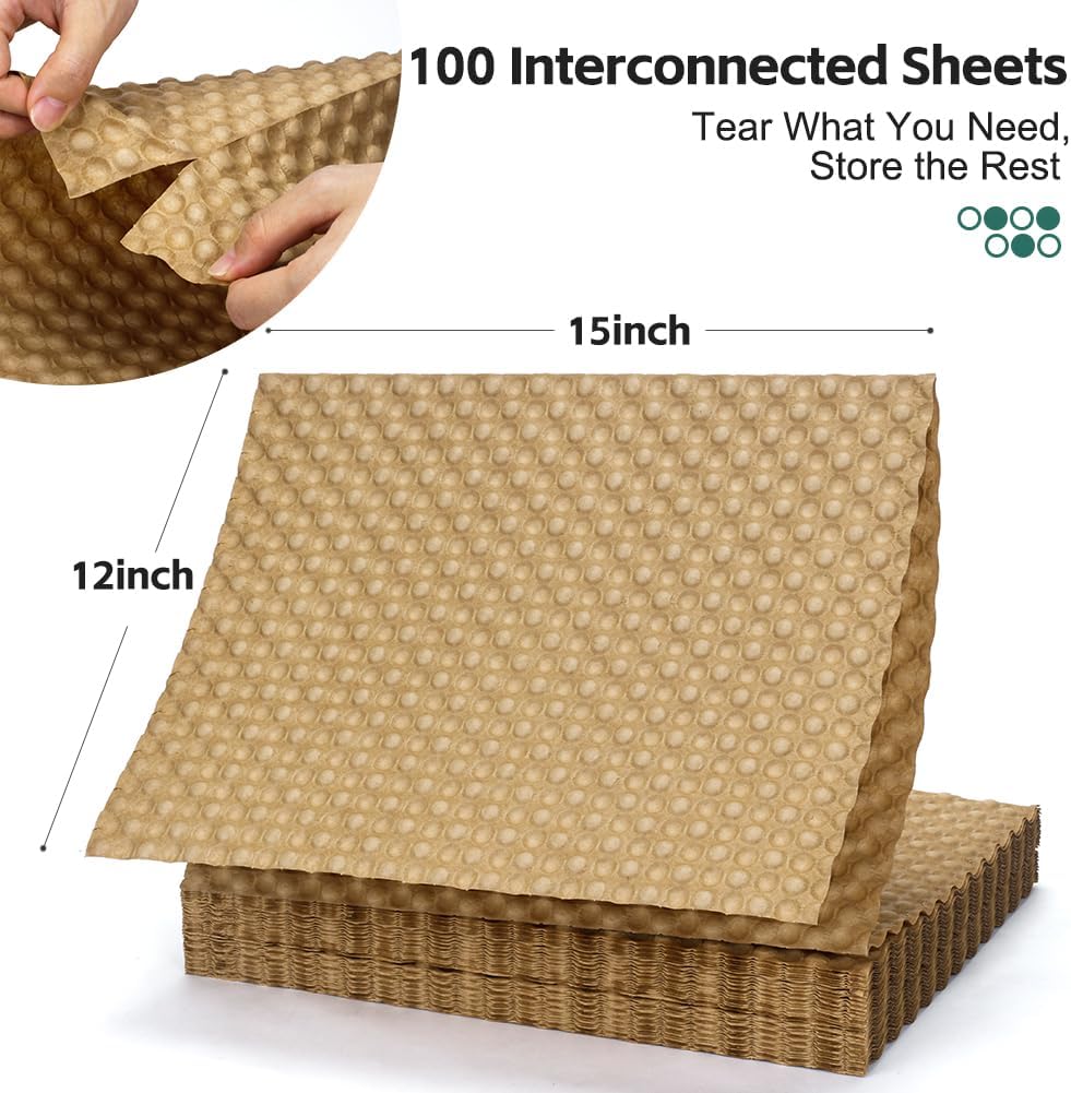 Reusable Bubble Paper - 15" x 100 FT Durable Bubble Wrap for Moving, Eco-Friendly & Washable Shipping Supplies, Biodegradable Packing Paper