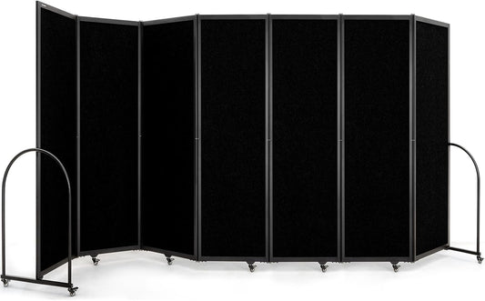 Folding Room Partition,Privacy Room Screen with Arms,Office Dividers Partition Wall,14'3"L* 6'7"H,Black