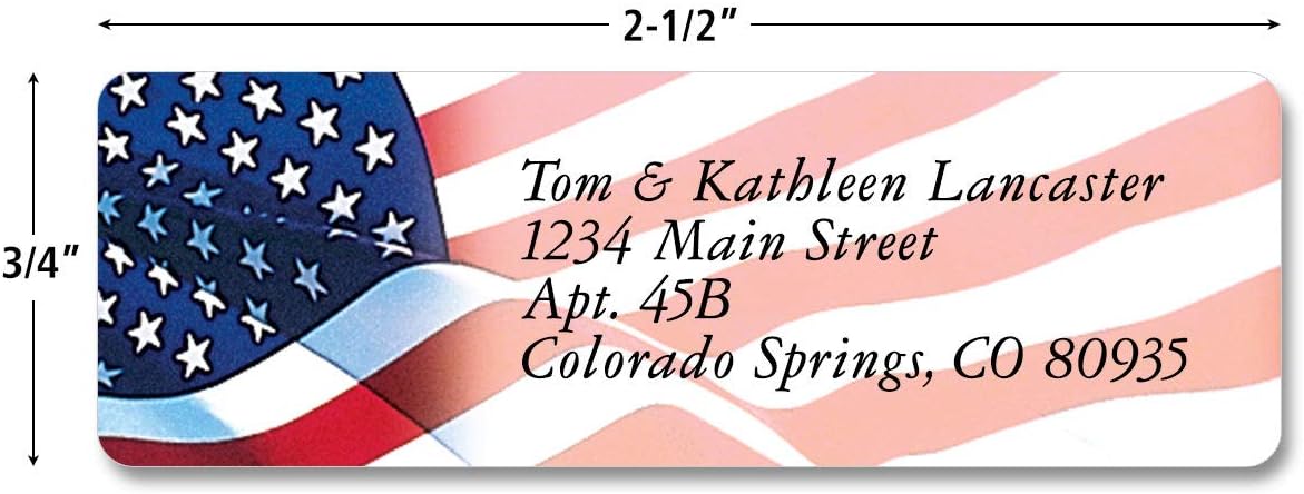 Colorful Images American Glory Patriotic Rolled Personalized Return Address Mailing Labels with Dispenser, Customize with Name & Shipping Address, 500 ¾” x 2½” Self Adhesive, Easy Peel Label Roll