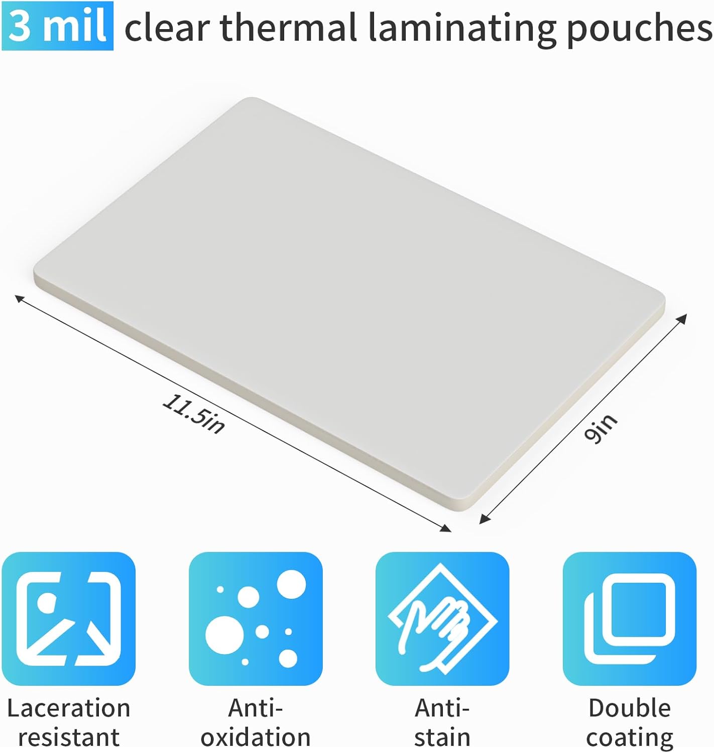 (3 Mil) 30 Pack Laminating Sheets, Thermal Laminating Pouches Holds 8.5 x 11 Inch, 3 Mil Clear Laminator Paper 9 x 11.5 Inch, Letter Size, for Education,Documents, Certificate