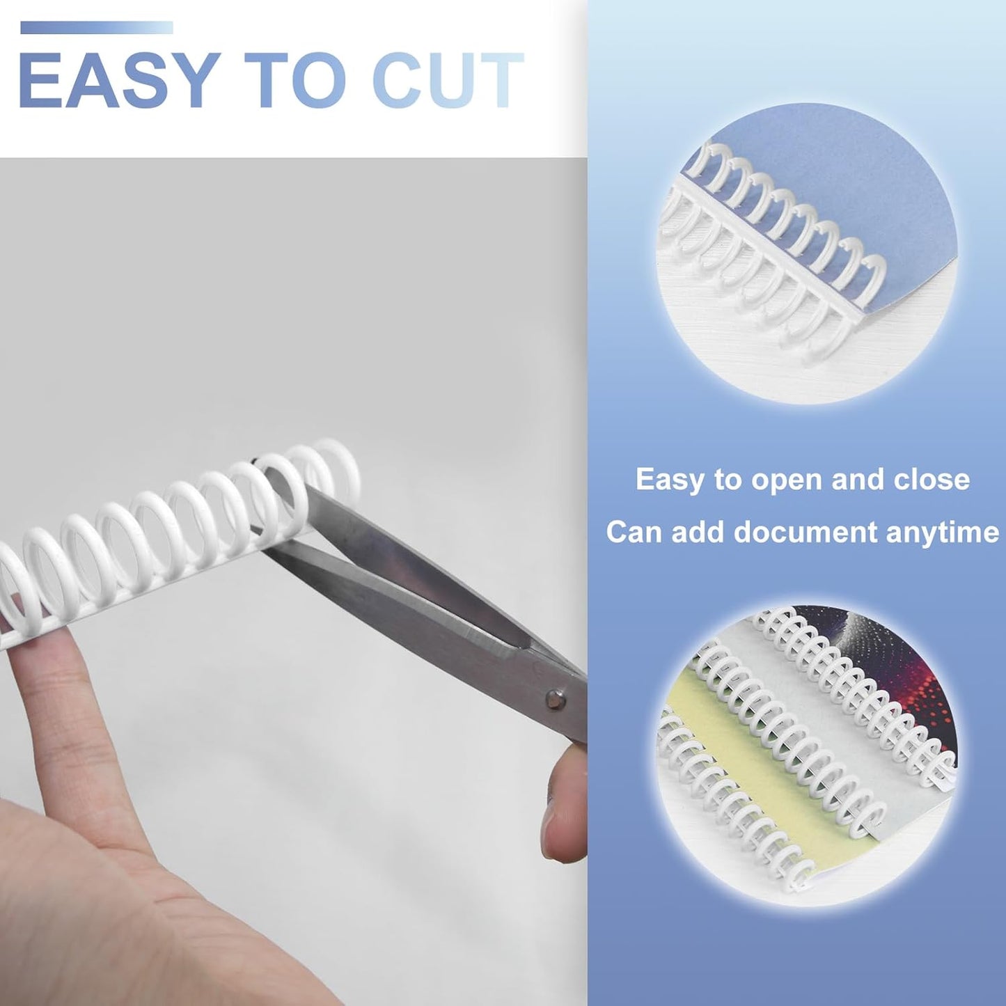 Rayson PROC1230WT Click Binding Spines, 3:1 Pitch, 1/2" Diameter, 90 Sheets Binding Capacity, White, 30/Box