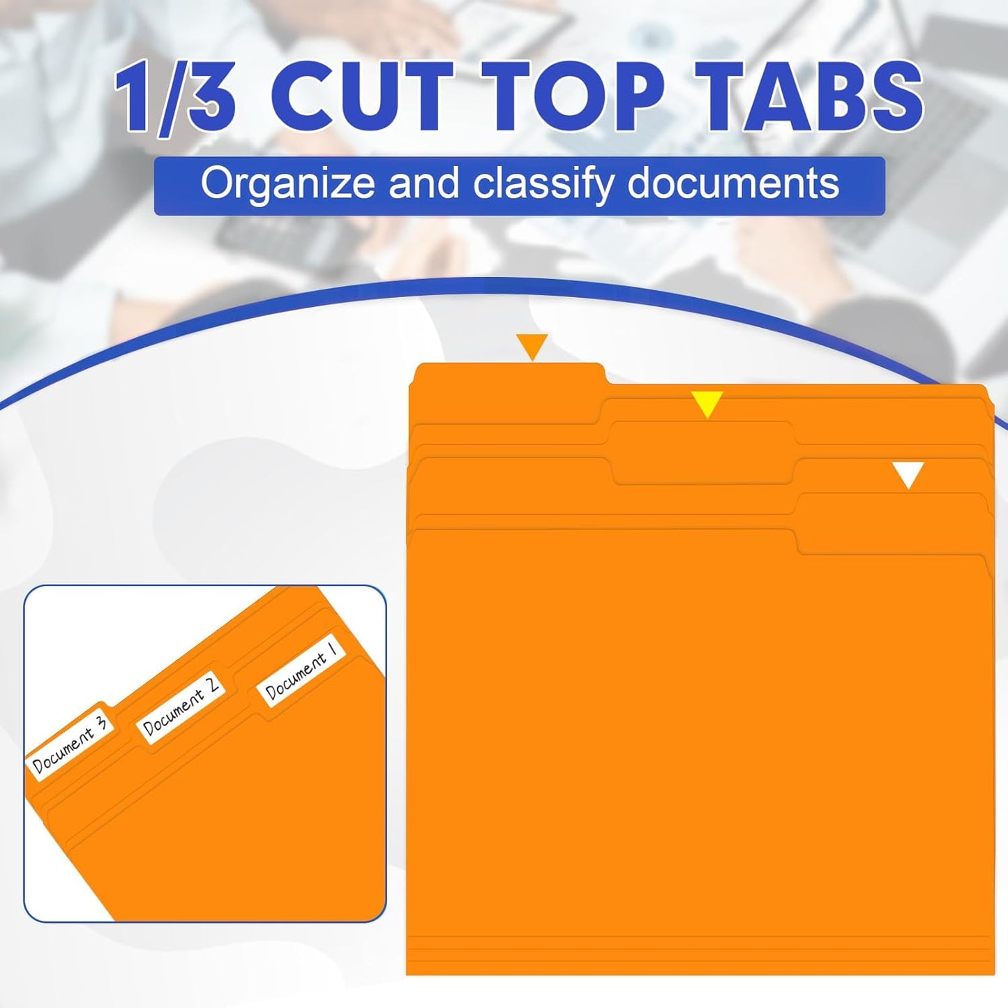 File Folder, HERKKA 120 Pack 1/3 Cut Tab File Folders, File Folders Great for Organizing and Filing, Letter Size, Orange
