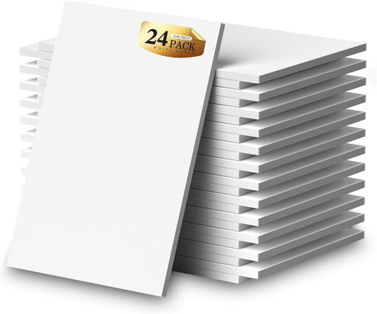 Notepads 4x6, 24 Pack Small Note Pads, Server Note Pads, Scratch Pads 4x6, White Memo Pads, 4x6 Small Writing Pads White Paper, 50 Sheets per Blank Mini Notepads 4x6 Scratch Paper for School Supplies
