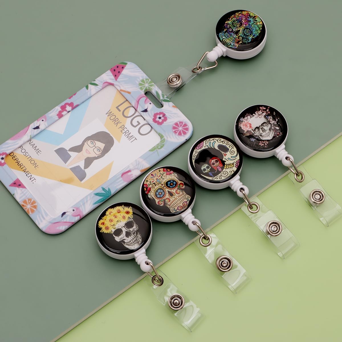 16pcs Badge Reels Retractable Badge Holders,Id Badge Holders Retractable with Clip,Cute Badge Reel for Men,Women,Girls 13