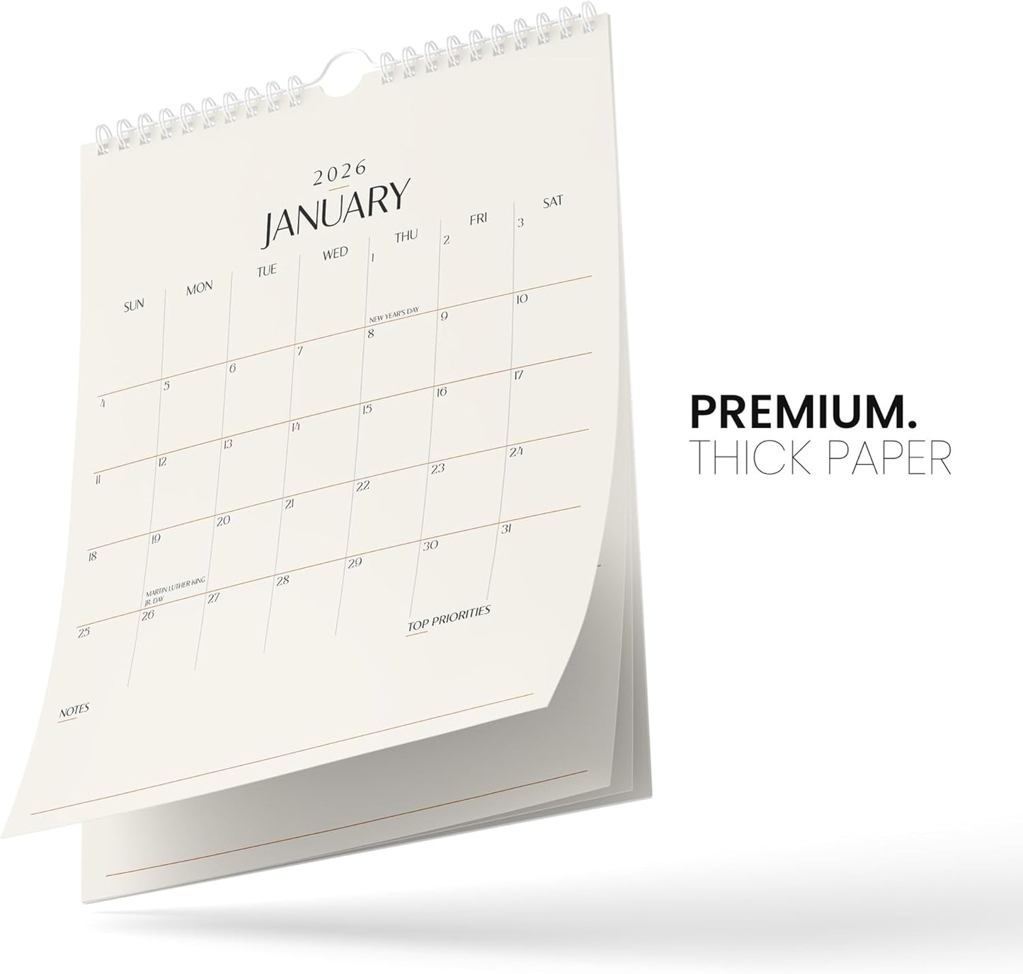 Karto Wall Calendar 2025-2026 - Vertical 8.5x11 inch July 2025 to December 2026 - Boost Your Productivity and Easy Planning with the Aesthetic Monthly Calendar - Beige