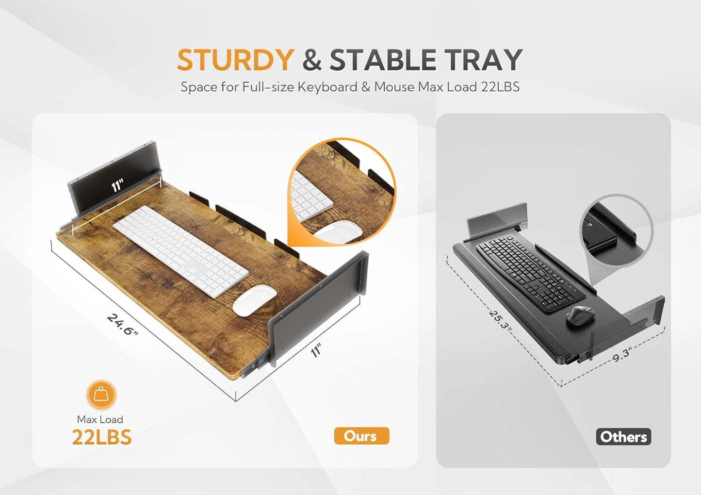 YDN Standing Desk with Keyboard Tray, 48 Inch Height Adjustable Desk, Brown Stand Up Desks for Home and Office, 48inch Rustic Brown