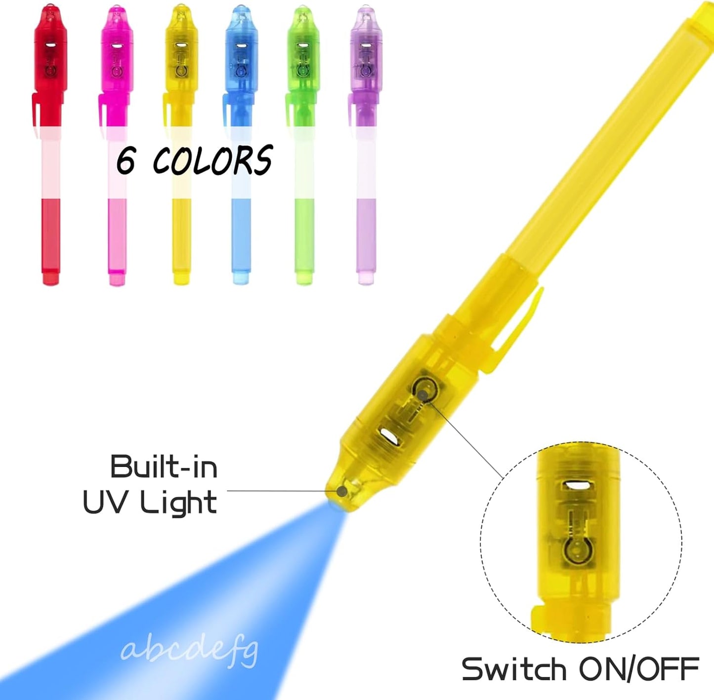 Invisible Ink Pen, Upgraded Spy Invisible Ink Pen with UV Light Magic Marker for Secret Message and Kids Christmas Goodies Bags Toy (6pcs)
