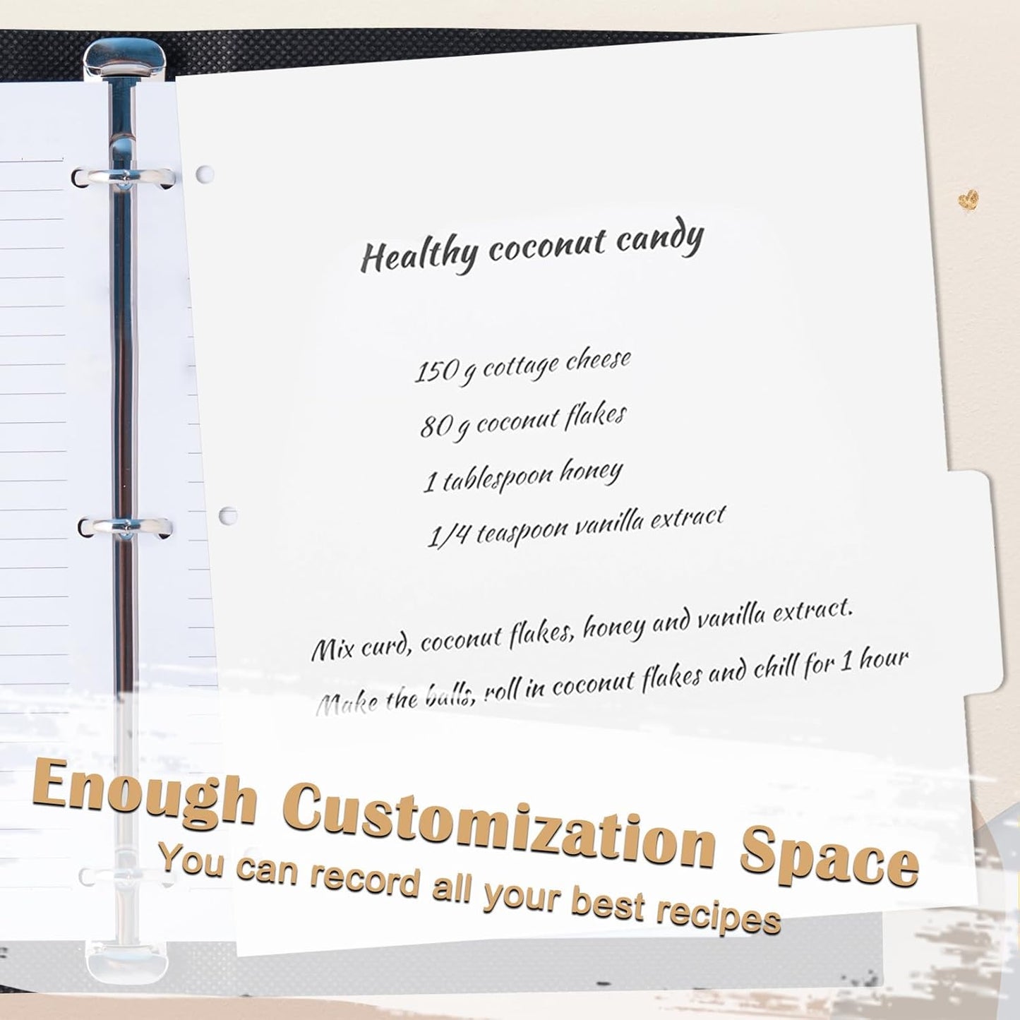 12 Sheet Recipe Dividers for 3 Ring Binder with 4 Tabs 9 3/4”×11” Paper Recipe Binder Dividers Blank Recipe Organizer Personalized Family Recipe Binder for Kitchen (White)