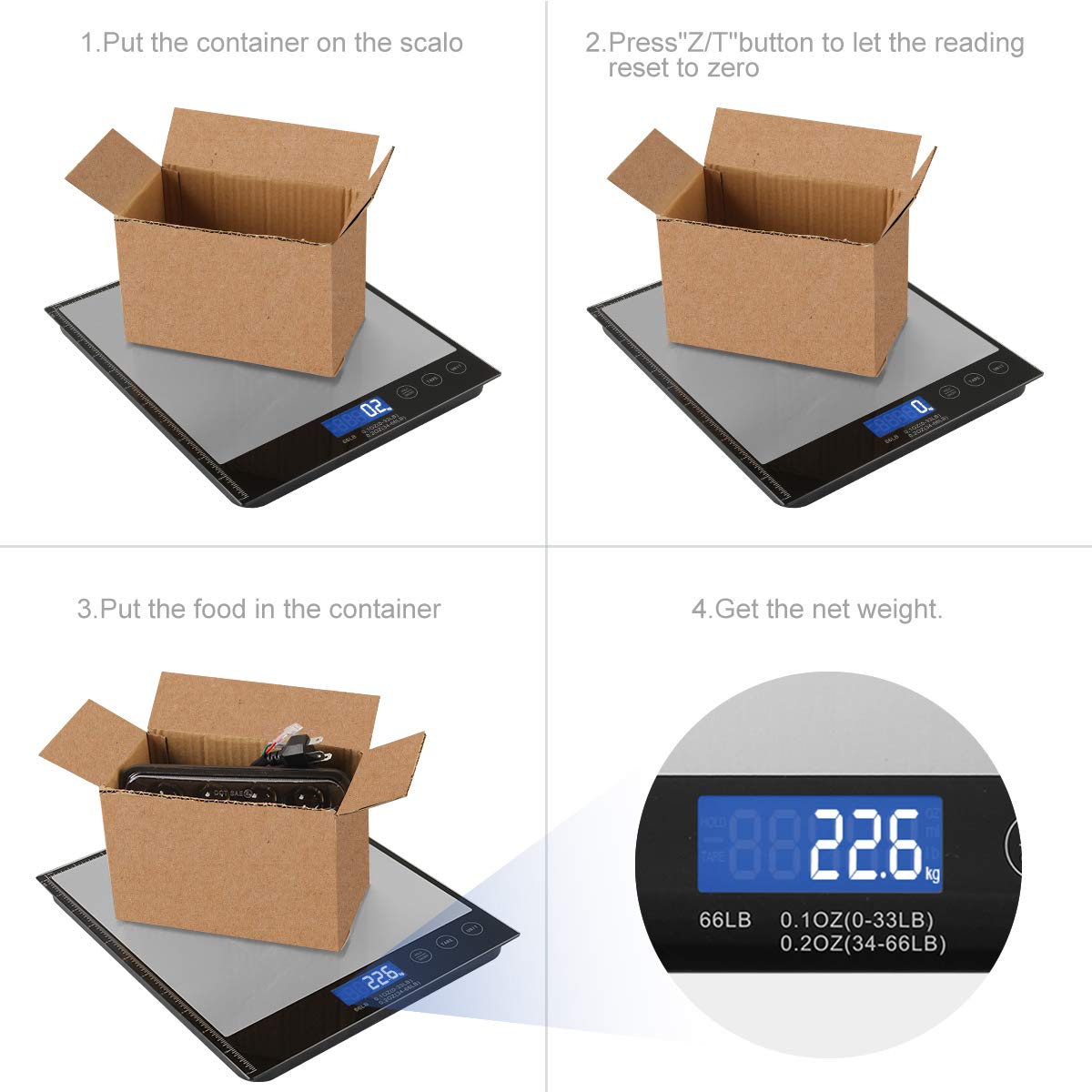 Digital Postal Scale, 66lbs/0.1oz Shipping Scale, Letter Scale, Large Scale with Stainless Steel, 2 AAA Batteries Include