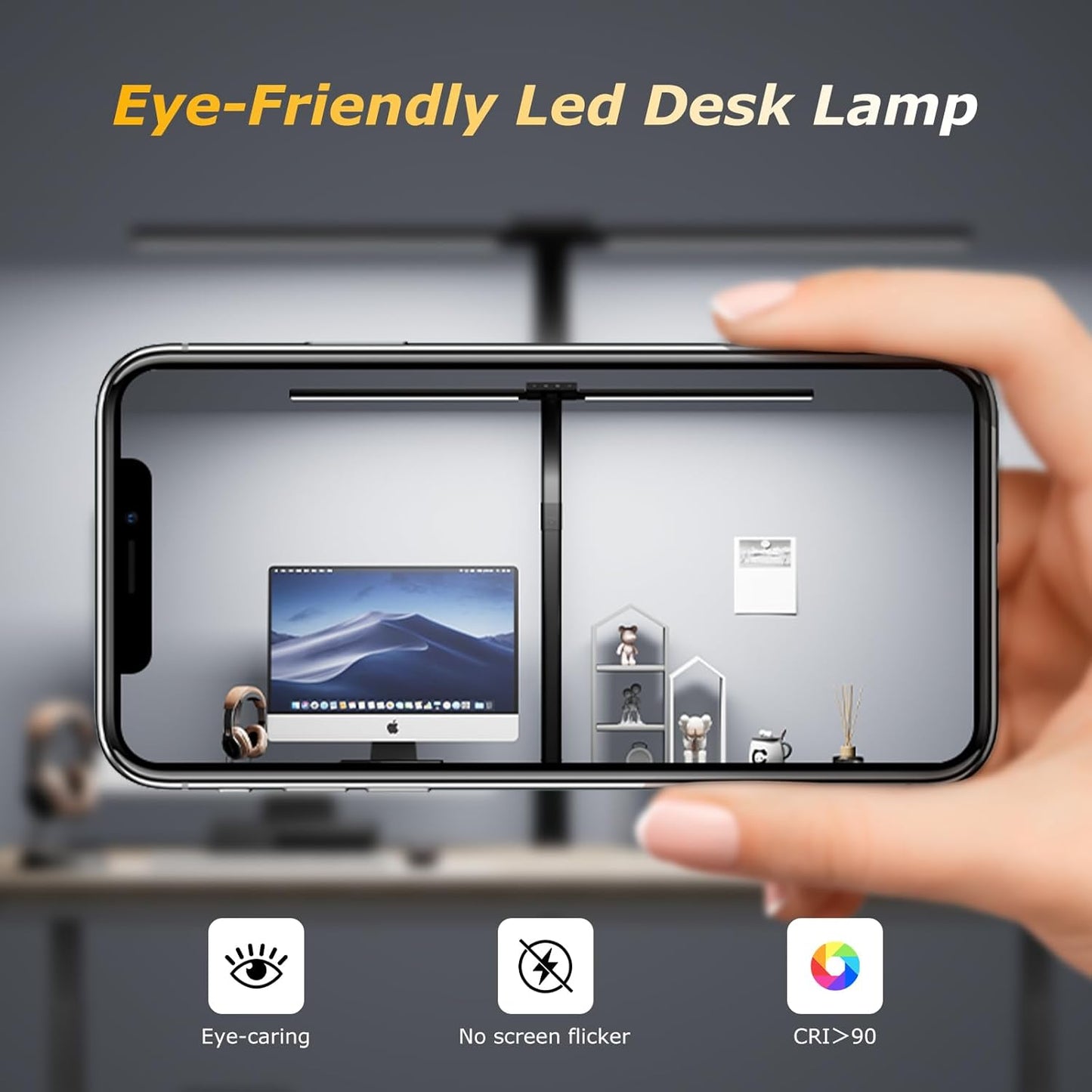 Desk lamp,LED Desk Lamps for Home Office,24W-Eye-Caring Computer Desk Lamp with Clamp,Architect Lamp with Flexible Gooseneck,LED Table Light for Reading,Dimmable Monitor Table Lamp,Double Head