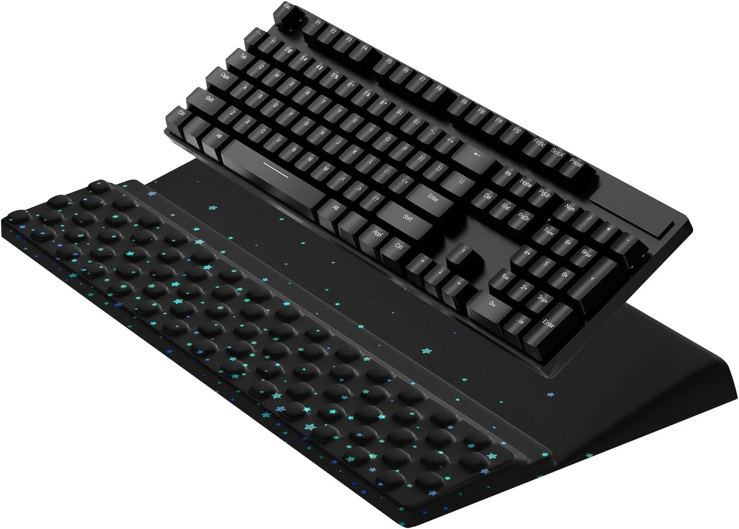 Computer Keyboard Stand with Wrist Rest,Comfy Ergonomic Tilted Keyboard Holder,Keyboard Tray Support for Office Home (Blue Starry Sky)