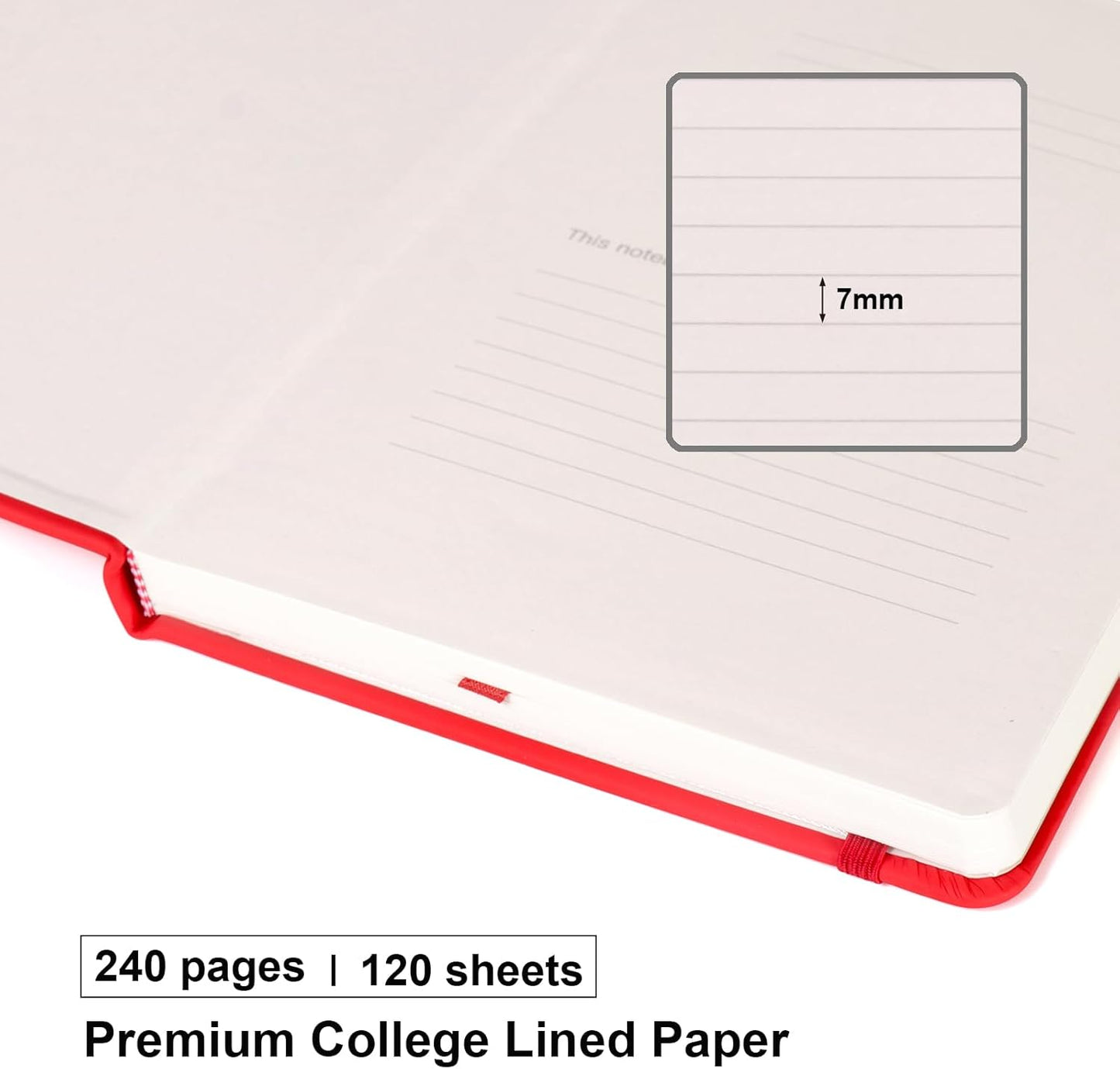 Comix Lined Journal Notebook for Women Men, Journaling Notebooks for Office School Home, 240 Pages, 5.5" x 8.3", College Ruled, A5, Hardcover, Red